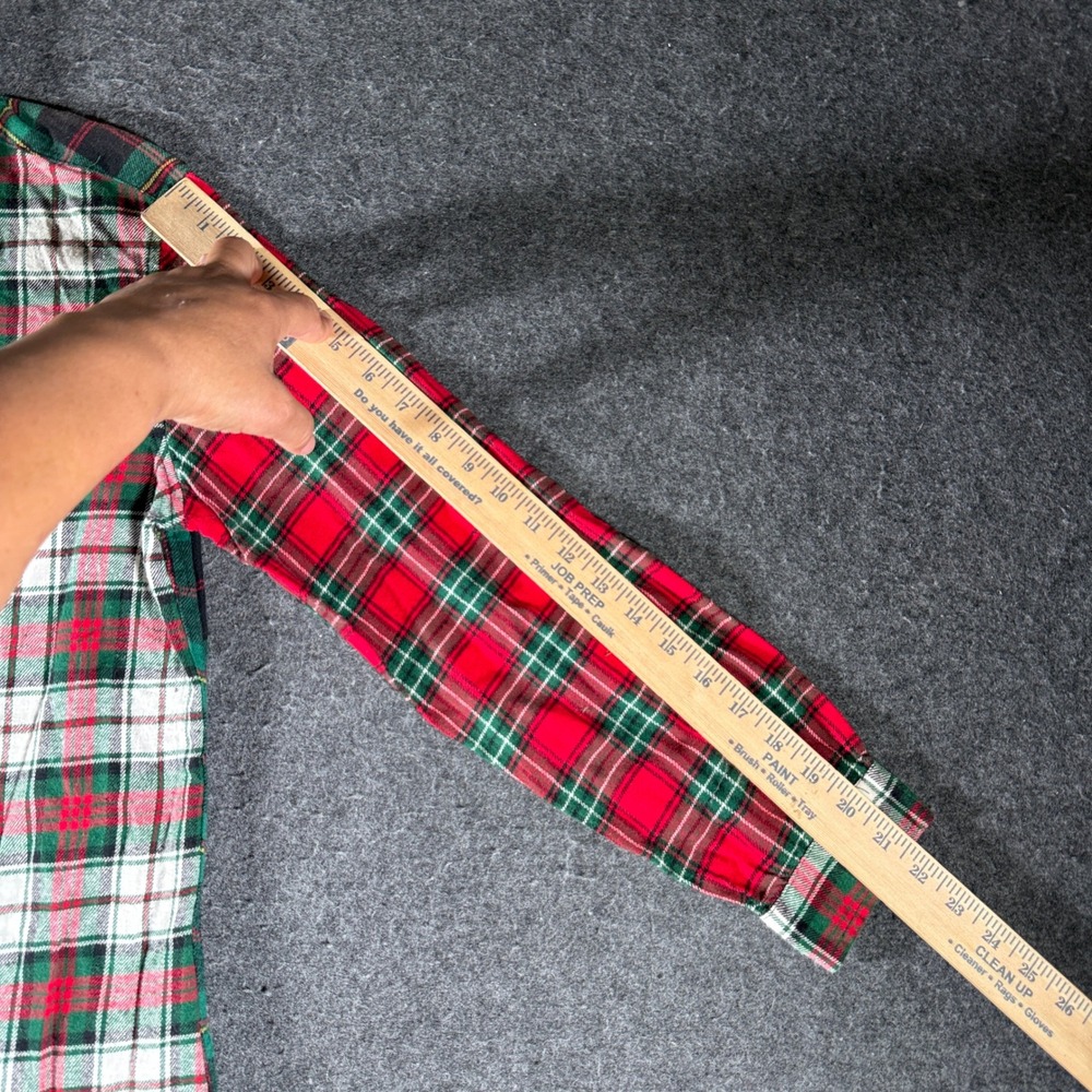 Lauren Ralph Lauren Mixed Plaid Patchwork Flannel Shirt Dress Red Green Small - Picture 10 of 11